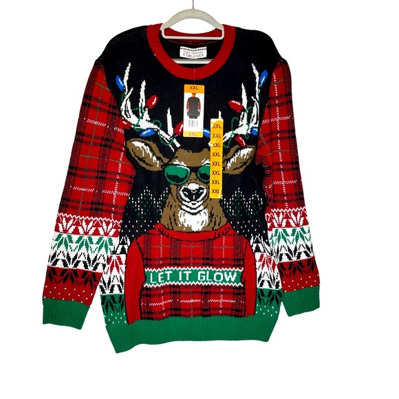 Sweaters New Ugly Holiday Sweater 2xl Rudolph Reindeer Let It Glow